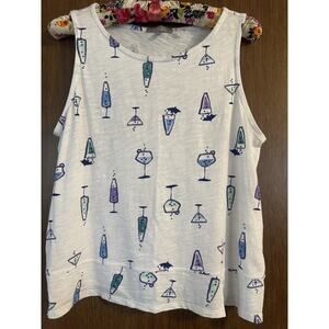 Habitat Clothes to Live In White Tank Here's To You Cocktail Martini Size S